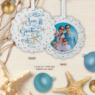 Küstliches Weihnachtsgruß-Foto Ornament Karte