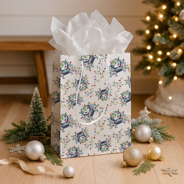 Küstliches Weihnachtskrebs-Muster Mittlere Geschenktüte (Von Creator hochgeladen)
