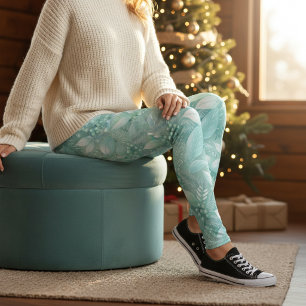 Küstliches Weihnachtslaub-Beeren-Muster#7 ID1009 Leggings