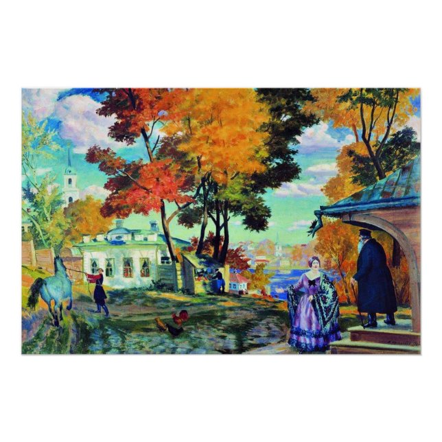 Kustodiev - Herbst 1924 Kunstmalerei, Poster (Vorderseite)