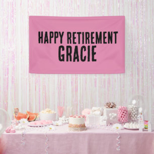 KUSTOM RTIREMENT PARTY PINK BANNER BANNER