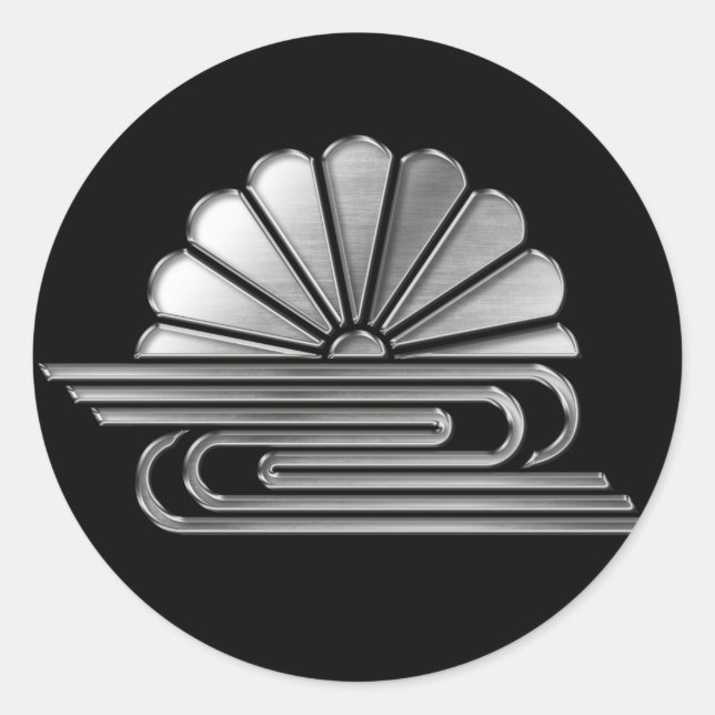 Kusunoki Clan Kamon Silver Chrome Runder Aufkleber (Vorderseite)