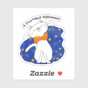 Kute Kitty Cat Starry Night Halloween Aufkleber