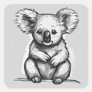 Kute Koala Quadratischer Aufkleber