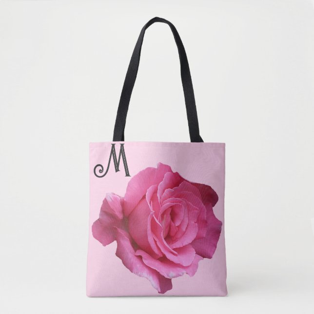Kutomizierbare M Monogramm hübsch rosa Rosa bläser Tasche (Vorderseite)