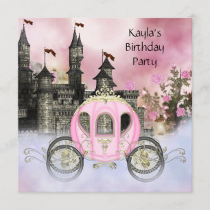 Kutsche Rosa Rosen Prinzessin Geburtstagsfeier Einladung