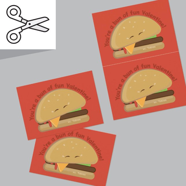 Kuttable Cheeseburger Kid's Valentine Day Card Dankeskarte (Von Creator hochgeladen)