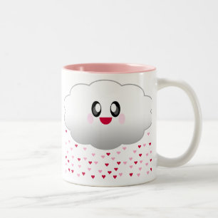 KÜTZELIGE WOLKEN REGNENDE HERZEN LIEBE ZWEIFARBIGE TASSE