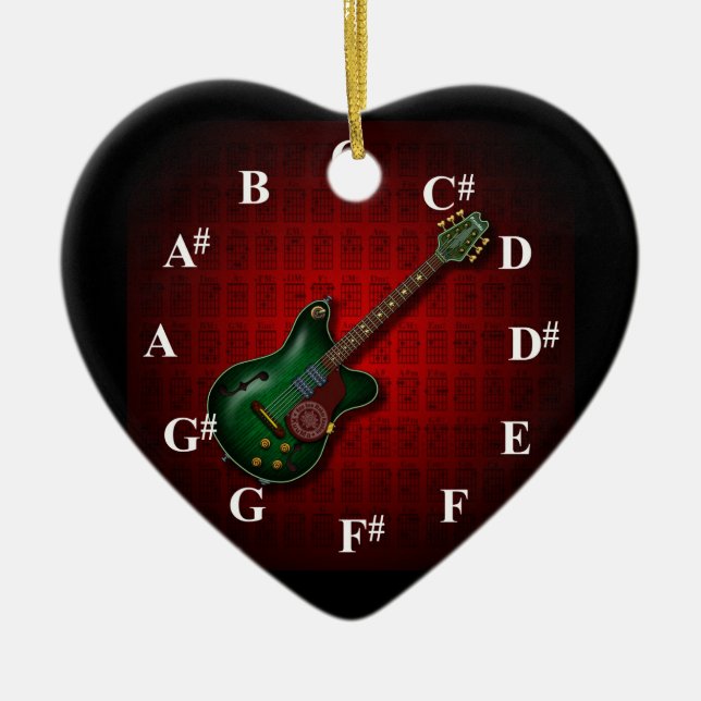 KuuMa Guitar Clock Keramik Ornament (Vorne)