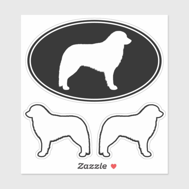 Kuvasz Dog Breed Silhouetten Vinyl Sticker Set (Blatt)