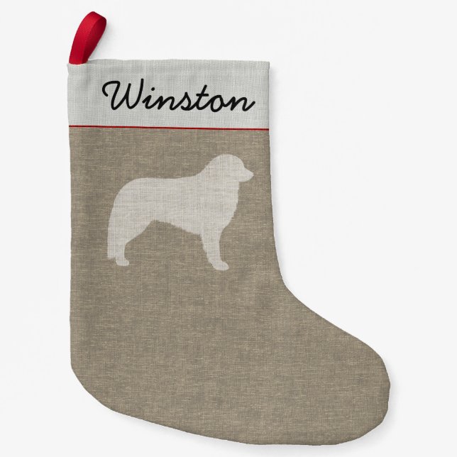Kuvasz Dog Silhouette Personalisiert Holiday Kleiner Weihnachtsstrumpf (Vorderseite)