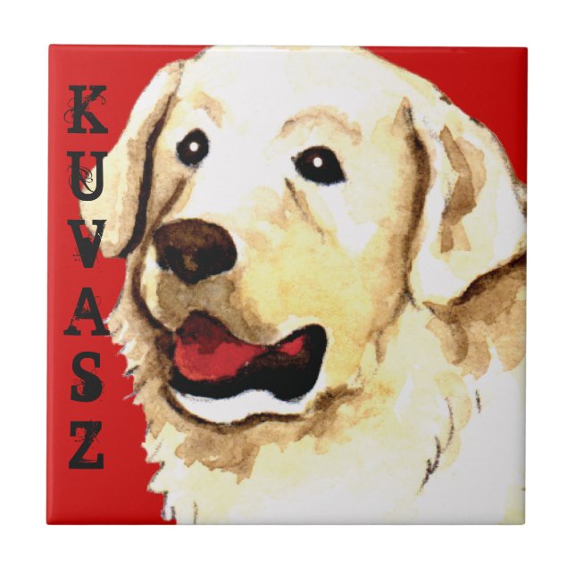 Kuvasz Farbblock Fliese (Vorderseite)