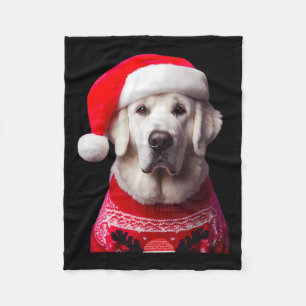 Kuvasz Hund mit der Weihnachtsmannmütze Weihnachts Fleecedecke