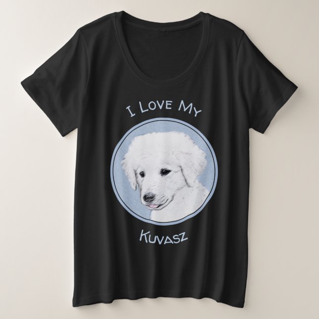 Kuvasz-Malerei - Niedliche Original Hunde-Kunst Große Größe T-Shirt (Design vorne)