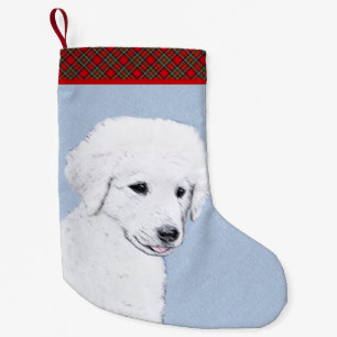 Kuvasz-Malerei - Niedliche Original Hunde-Kunst Kleiner Weihnachtsstrumpf