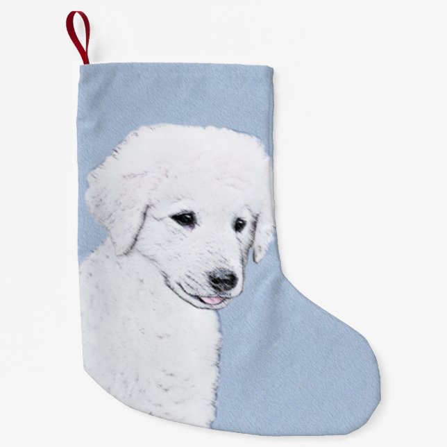 Kuvasz-Malerei - Niedliche Original Hunde-Kunst Kleiner Weihnachtsstrumpf (Vorderseite)