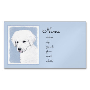 Kuvasz-Malerei - Niedliche Original Hunde-Kunst Magnetische Visitenkarte