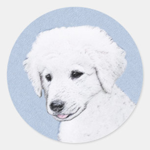 Kuvasz-Malerei - Niedliche Original Hunde-Kunst Runder Aufkleber