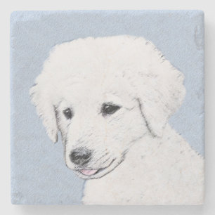 Kuvasz-Malerei - Niedliche Original Hunde-Kunst Steinuntersetzer