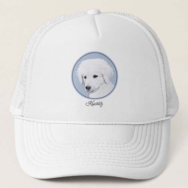 Kuvasz-Malerei - Niedliche Original Hunde-Kunst Truckerkappe (Vorderseite)