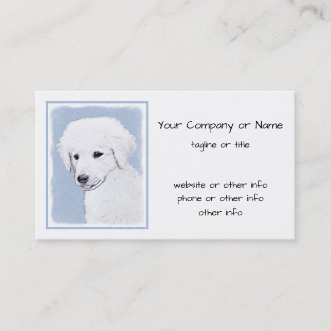Kuvasz-Malerei - Niedliche Original Hunde-Kunst Visitenkarte (Vorderseite)