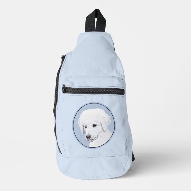 Kuvasz Malerei ungarischer Niedlicher Original Hun Crossbody Bag (Vorderseite)