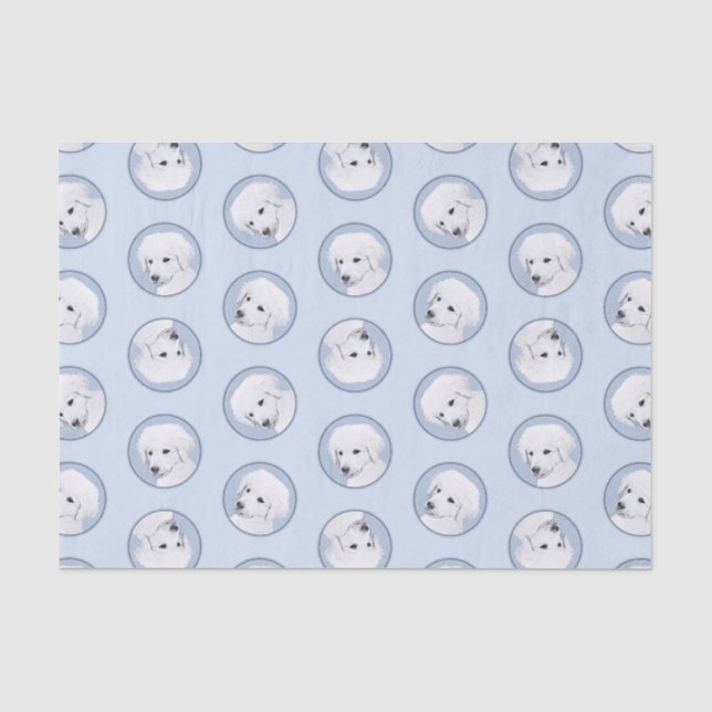 Kuvasz Malerei ungarischer Niedlicher Original Hun Seidenpapier (Vorderseite)