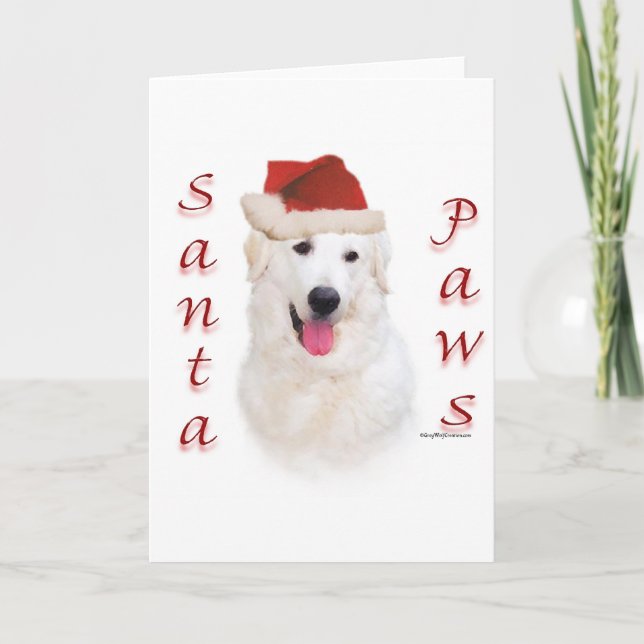 Kuvasz Santa Paws Feiertagskarte (Vorderseite)