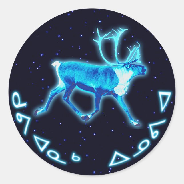 Kuvianak Innovia - Blaue Karibik (Reindeer) Runder Aufkleber (Vorderseite)
