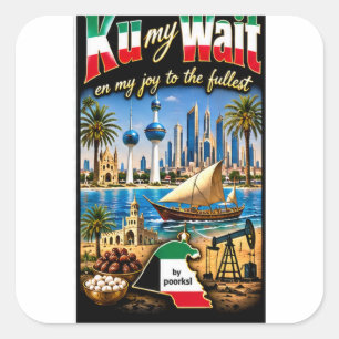 Kuwait-Aufkleber Quadratischer Aufkleber
