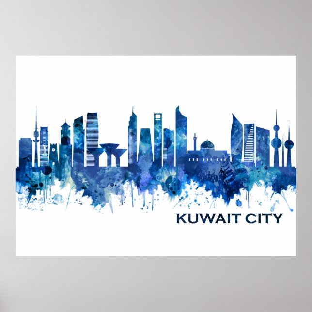 Kuwait City Kuwait Skyline Blue Poster (Vorne)