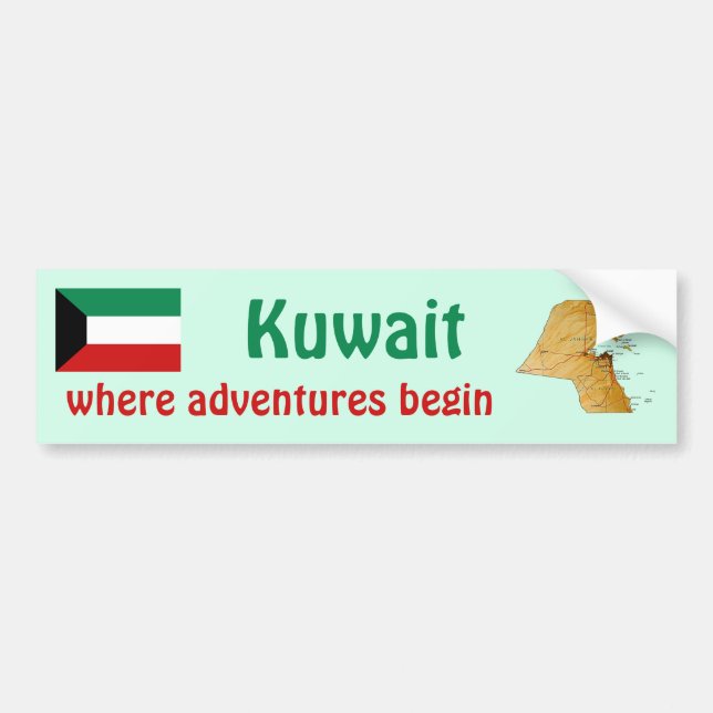 Kuwait Flag + Map Autoaufkleber (Vorne)