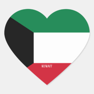 Kuwait Flag Splendid Patriotic Herz-Aufkleber