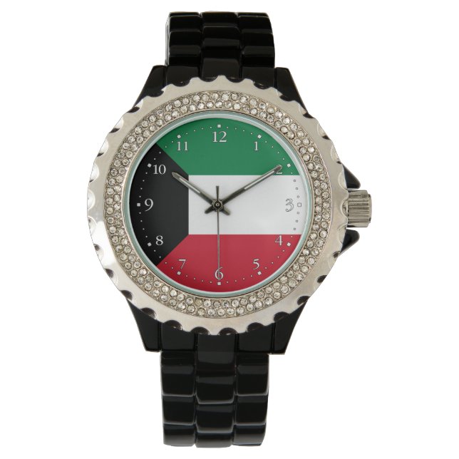 Kuwait-Flagge Armbanduhr (Vorderseite)