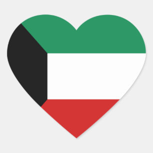 Kuwait-Flagge-Herz-Aufkleber Herz-Aufkleber