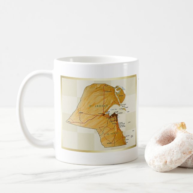 Kuwait-Flagge + Karten-Tasse Kaffeetasse (Mit Donut)