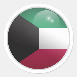 Kuwait Glossy Circle Flag Runder Aufkleber