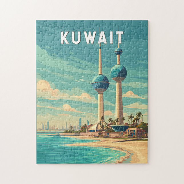 Kuwait Illustration Travel Art Vintage (Vertikal)