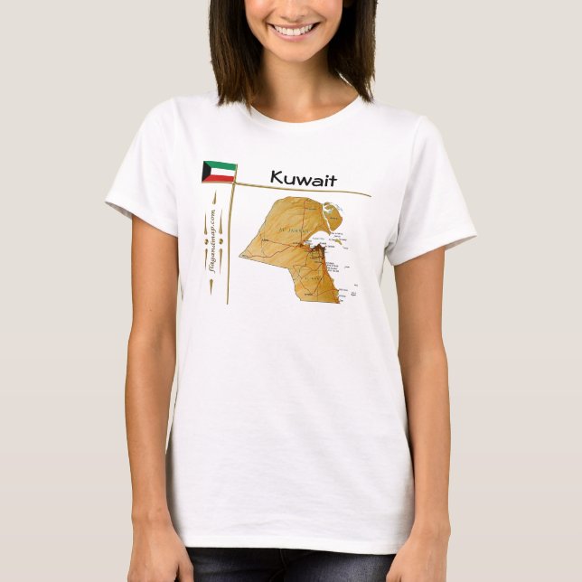 Kuwait Karte + Flagge + T - Shirt (Vorderseite)