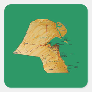 Kuwait-Karten-Aufkleber Quadratischer Aufkleber