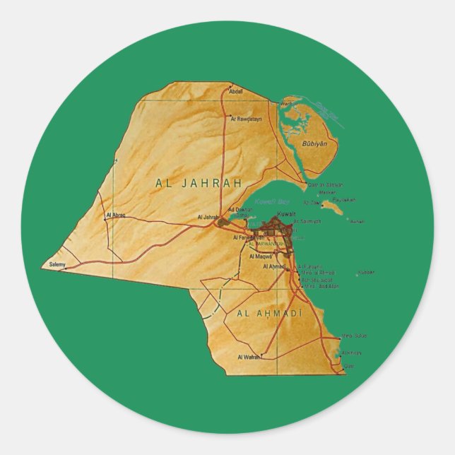 Kuwait-Karten-Aufkleber Runder Aufkleber (Vorderseite)