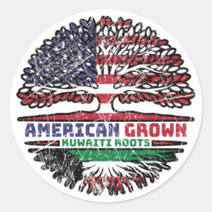Kuwait Kuwaiti US USA United Staaten Tree Runder Aufkleber