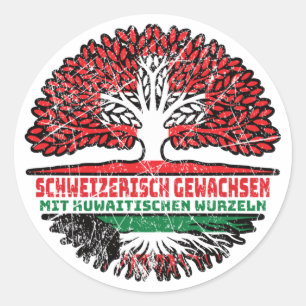 Kuwait Kuwaitisch Schweizer Schweiz Baum Wurzel Runder Aufkleber