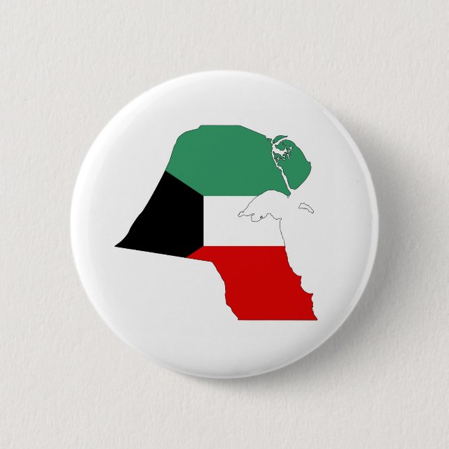 Kuwait-Landflaggen-Kartenform-Silhouette Button (Vorderseite)