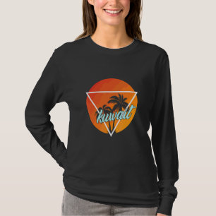 Kuwait Sonnenförmiges Dreieck mit Palmen T-Shirt
