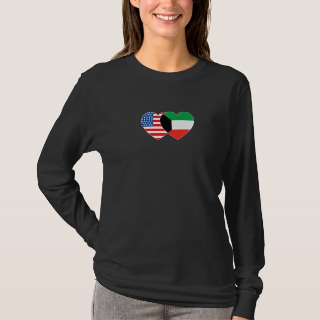 Kuwait & US Flag Twin Heart for Kuwaitian American T-Shirt (Vorderseite)