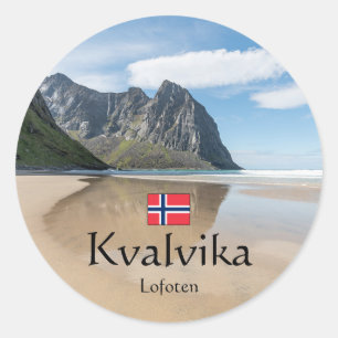 Kvalvika Lofoten Norwegen Runder Aufkleber