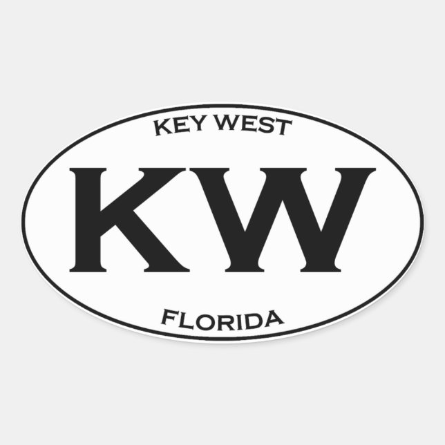 KW-Kew West Florida Ovaler Aufkleber (Vorderseite)