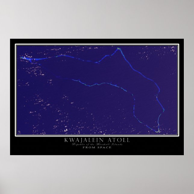 Kwajalein Atoll Marshall Islands Satellite Karte Poster (Vorne)