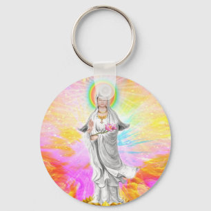 Kwan Yin Die Göttin des Mitgefühls mit rosa Schlüsselanhänger